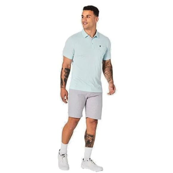 Travis Mathew Bay Swim Polo The Hills Country Club Embroidered Palm Trees Mens L - Picture 3 of 16